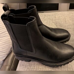 Massimo Dutti Black Leather Chelsea Boots 38
